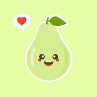 Funny happy cute happy smiling avocado. Vector flat cartoon character kawaii illustration icon. Isolated on color background. Fruit avocado concept