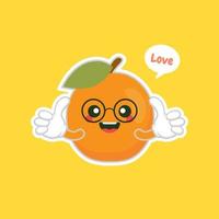 emoción de frutas de albaricoque, personajes emoji para el diseño de alimentos saludables.fruta de albaricoque amigable y colorida. lindo personaje divertido. diseño plano. para productos para niños. vector