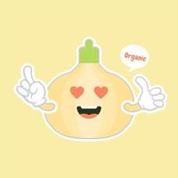 Onion. Cute vegetable vector character set isolated on color background. Funny and healthy food. Vitamins contained in onion. Food with cute face. Vector cartoon.