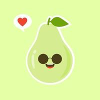 Funny happy cute happy smiling avocado. Vector flat cartoon character kawaii illustration icon. Isolated on color background. Fruit avocado concept