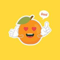 emoción de frutas de albaricoque, personajes emoji para el diseño de alimentos saludables.fruta de albaricoque amigable y colorida. lindo personaje divertido. diseño plano. para productos para niños. vector