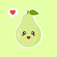 Funny happy cute happy smiling avocado. Vector flat cartoon character kawaii illustration icon. Isolated on color background. Fruit avocado concept