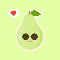 divertido feliz lindo feliz sonriente aguacate. icono de ilustración kawaii de personaje de caricatura plana vectorial. aislado sobre fondo de color. concepto de aguacate de frutas vector