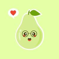 Funny happy cute happy smiling avocado. Vector flat cartoon character kawaii illustration icon. Isolated on color background. Fruit avocado concept