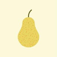 Pear vector flat material design object. Yellow pear with stem. Healthy vegetarian food. Decoration for greeting cards, prints for clothes, posters, menus