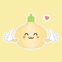 Onion. Cute vegetable vector character set isolated on color background. Funny and healthy food. Vitamins contained in onion. Food with cute face. Vector cartoon.