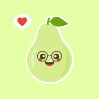 divertido feliz lindo feliz sonriente aguacate. icono de ilustración kawaii de personaje de caricatura plana vectorial. aislado sobre fondo de color. concepto de aguacate de frutas vector