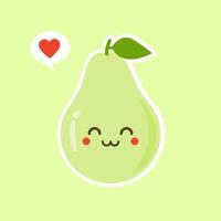 Funny happy cute happy smiling avocado. Vector flat cartoon character kawaii illustration icon. Isolated on color background. Fruit avocado concept