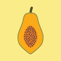 icono plano de papaya, fruta y tropical, gráficos vectoriales, fruta fresca de papaya alimentos orgánicos saludables. frutas de verano para un estilo de vida saludable. frutas exóticas de papaya. ilustración vectorial de frutas para su diseño vector