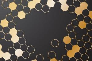 Gold hexagon pattern on black background vector