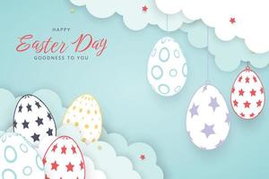 Happy easter background in paper style vector