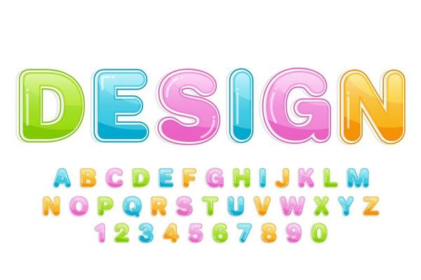 decorative colorful Font and Alphabet