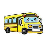 lindo personaje de autobús amarillo feliz vector