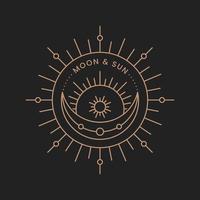 sun and moon elegant logo vector