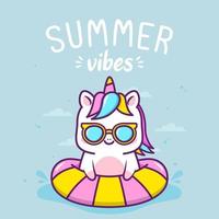 cute unicorn in summer holiday