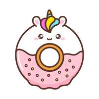 lindo donut en forma de unicornio vector