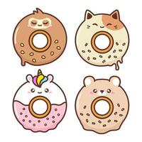 cute doughnut in animal shape vector