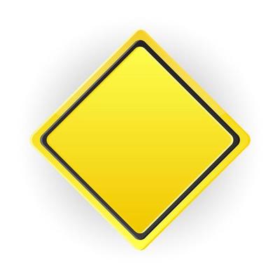 yellow square blank road sign