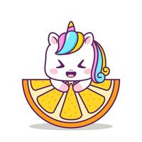 cute unicorn with big orange vector