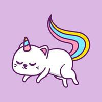 lindo gato unicornio en diferentes poses vector