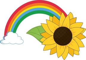 sunflower and rainbow vector