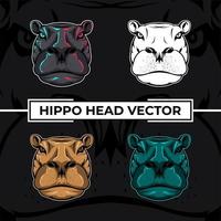 Hippo head close up vector collection