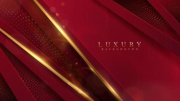 Red luxury background with diagonal line element and light golden effect decoration with bokeh. vector