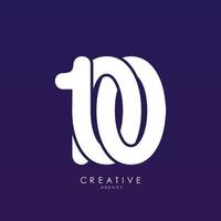 plantilla de logotipo inicial de 100 letras en diseño azul y blanco para identidad empresarial y corporativa vector