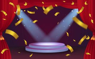 podium promo background with confetti. vector