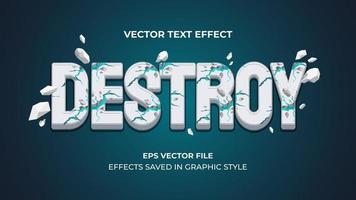 vector text effect. the concept of cracking and scattering.