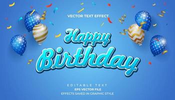 Happy birthday greeting card and background with editable text effect. vector