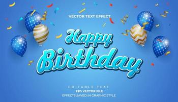 feliz cumpleaños tarjeta de felicitación y fondo con efecto de texto editable. vector