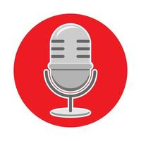 diseño de logotipo de podcast o radio con micrófono e icono de círculo vector