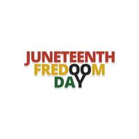 Juneteenth title text. Red, yellow , black and green font color vector