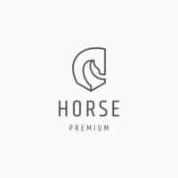 Horse line art logo icon design template vector