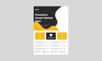 smart watch promotion flyer design template. premium smart watch collection flyer design. smart watch flash sale flyer design. vector