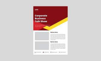 business talk show flyer design template. corporate business radio talk show poster leaflet design. business podcast flyer design.