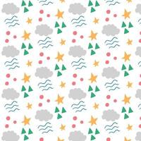 Children fairy pattern made of geometric shapes of stars and clouds vector