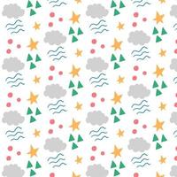 Children fairy pattern made of geometric shapes of stars and clouds vector