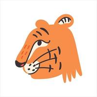 Head in full-face orange and black cute tiger vector