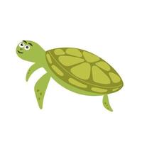 divertida tortuga verde sonriente vector