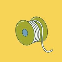 Coil of wire, thread, alloy, rope in a coil. Outline drawing. Flat style vector