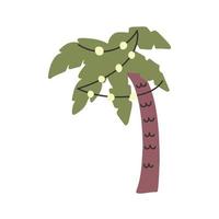 Christmas palm tree with garland vector