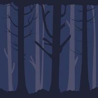 Dense gloomy forest. Old bare trees in the dark vector