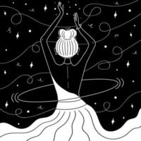 Dancing girl spinning hula hoop in space vector