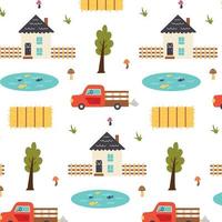 Seamless pattern farmyard vector