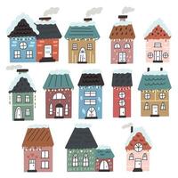 Set of Christmas winter houses vector