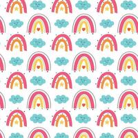Colorful rainbow pattern with clouds vector