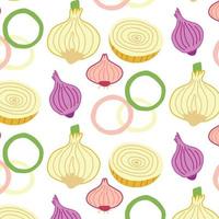 Seamless pattern onion slices vector