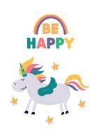 un unicornio feliz y sonriente vector